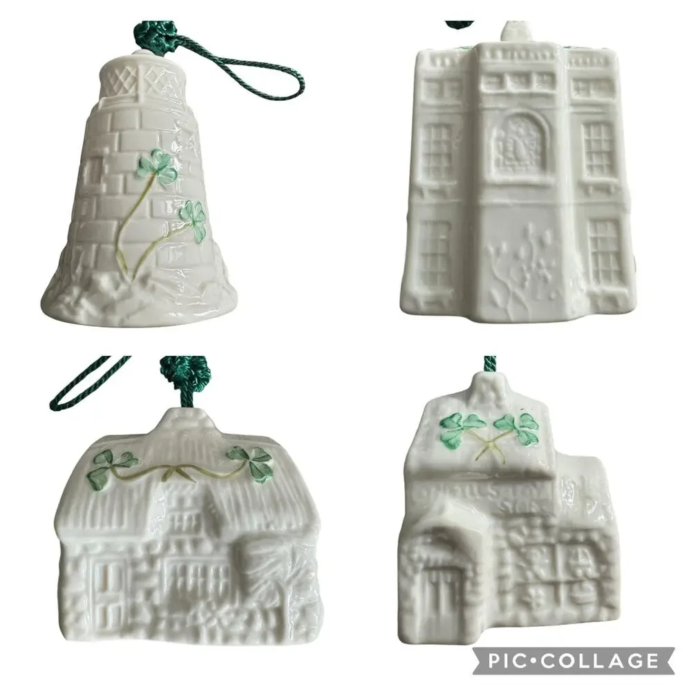 NWB Vintage Irish Belleek Porcelain Christmas ornament Ballylist Mill With Box